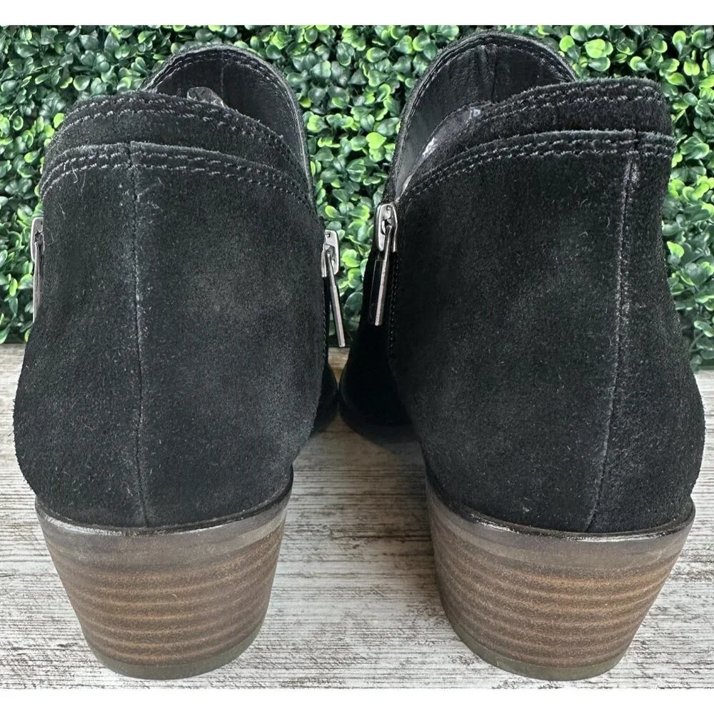 LUCKY BRAND Fhuna Ankle Bootie Women’s‎ 8M Black Suede Low Cut Boots Casual Chic
